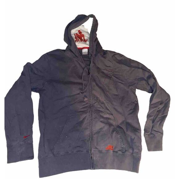Vtg Nike Manchester‎ United Gray Sweatshirt Hoodie with Pockets Size Large - Picture 1 of 12